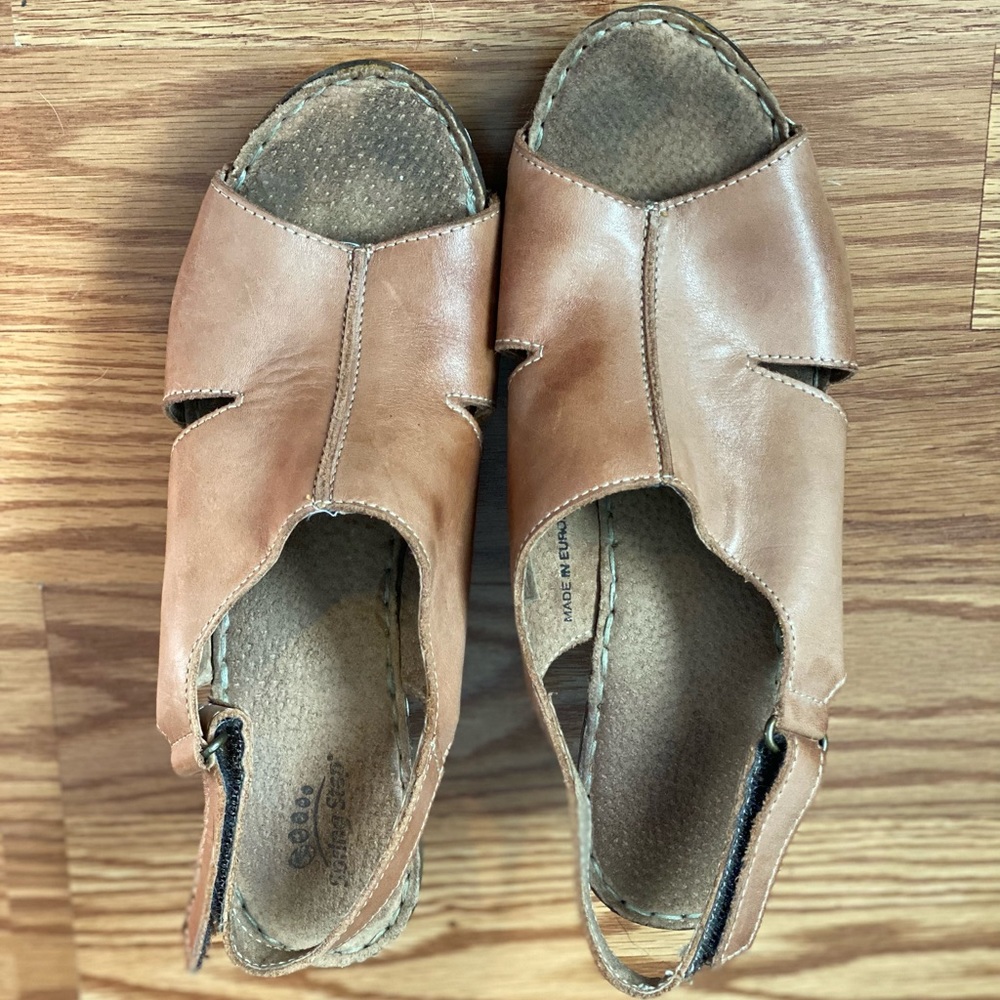 Spring Step Wedge Light Brown Heels - Picture 2 of 6